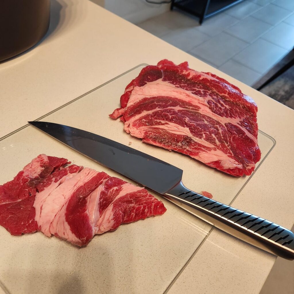 Before and after, made velveted beef for the first time. Phenomenal!