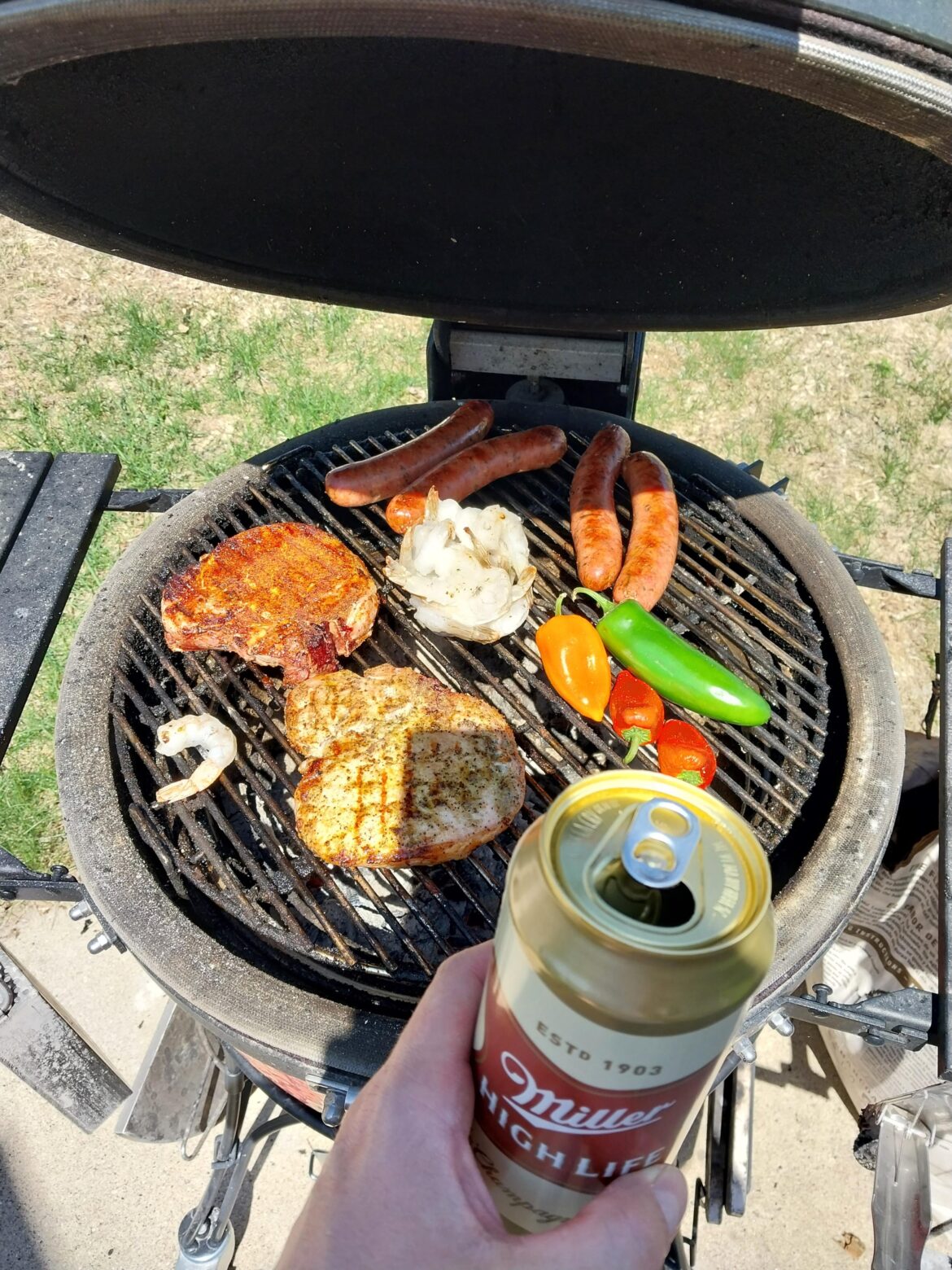 Coals still hot? Just throw a bunch of random items on there! Eat them for lunch tomorrow.