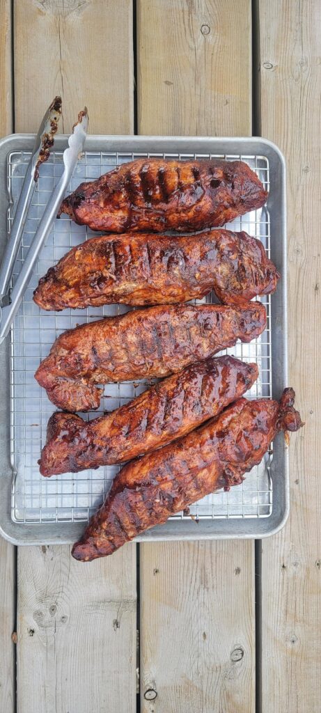 Some pork tenderloins from the Traeger. 275f for 48mins until they hit 148f.
