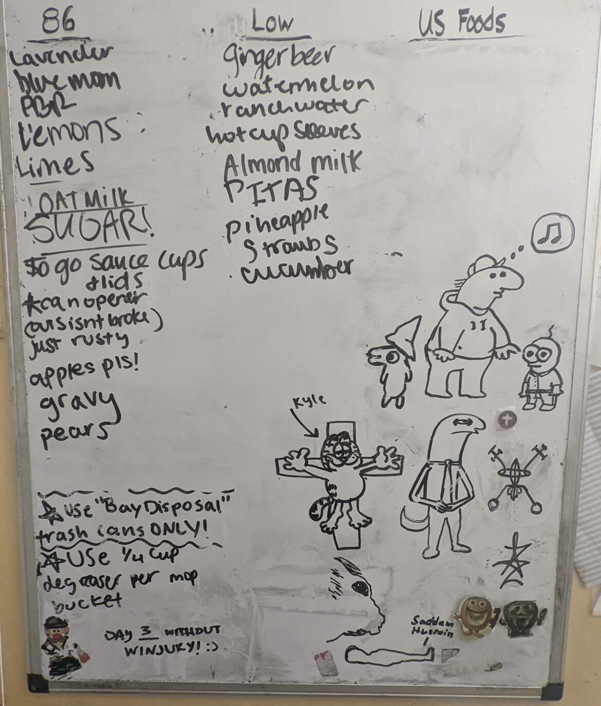 The state of my kitchen whiteboard