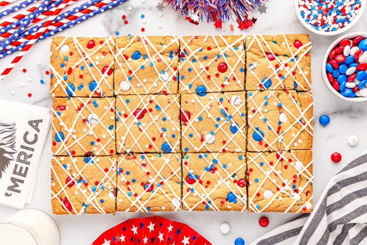 4th Of July M&M Cookie Bars