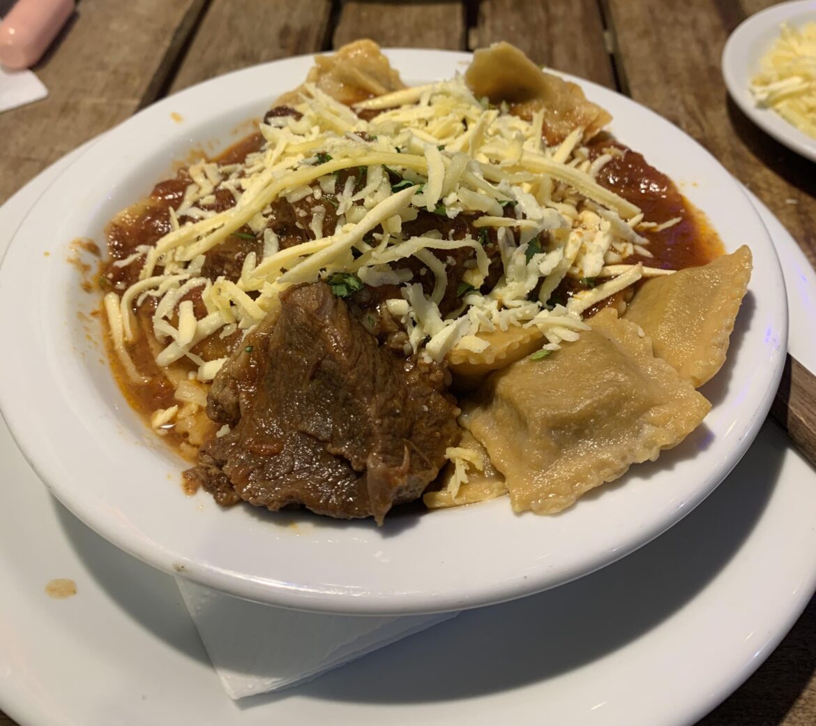 pasta with stew sauce