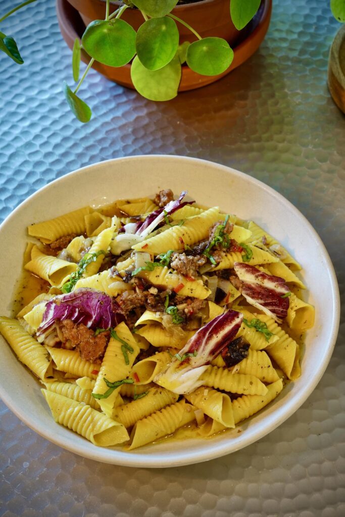 Garganelli with Sausage and Radicchio Ragù