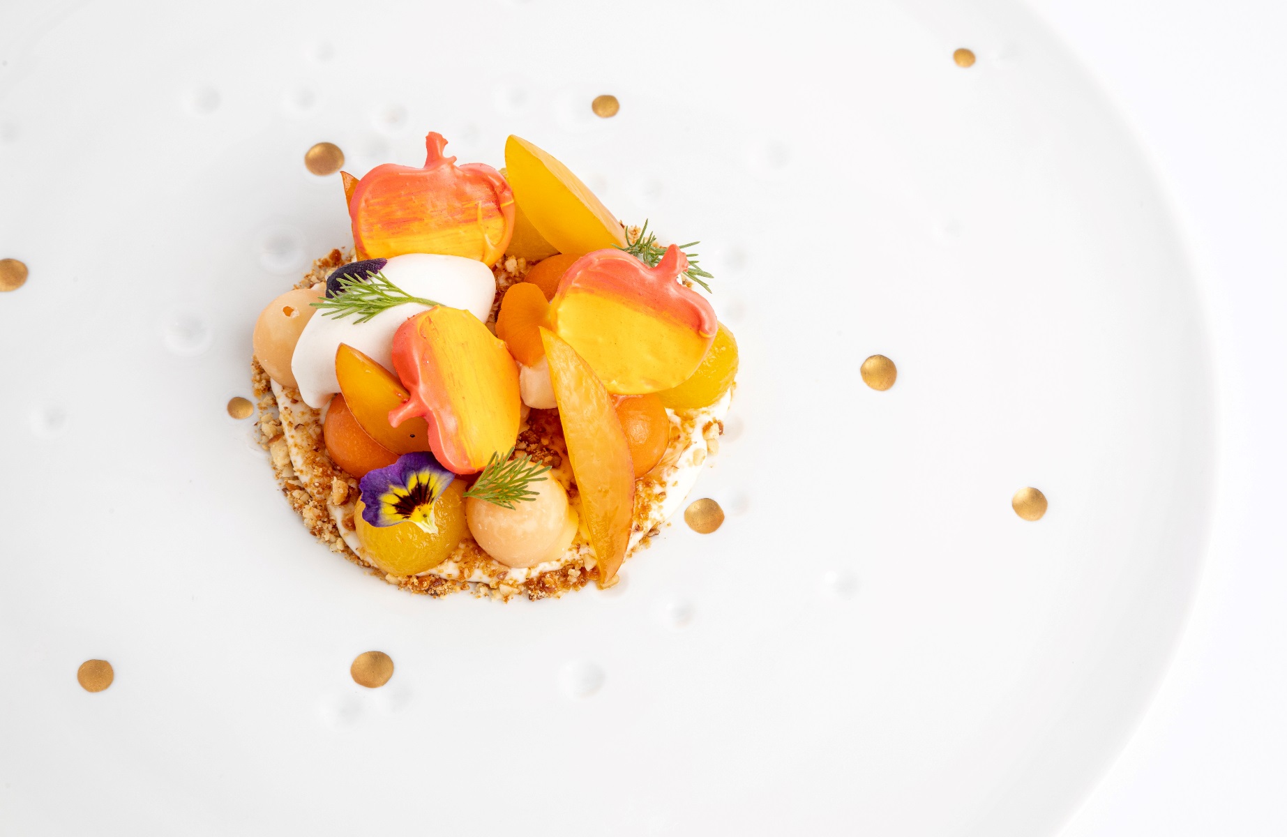 One of pastry Chef Francesco Federici's colorful summer fruit creations at Enoteca Pinchiorri restaurant in Florence. © Marco Poderi/Enoteca Pinchiorri