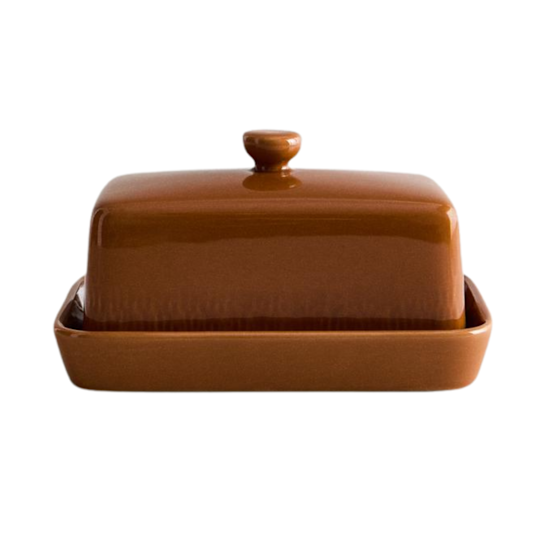 Caramel-Colored Stoneware Butter Dish from Zara Home