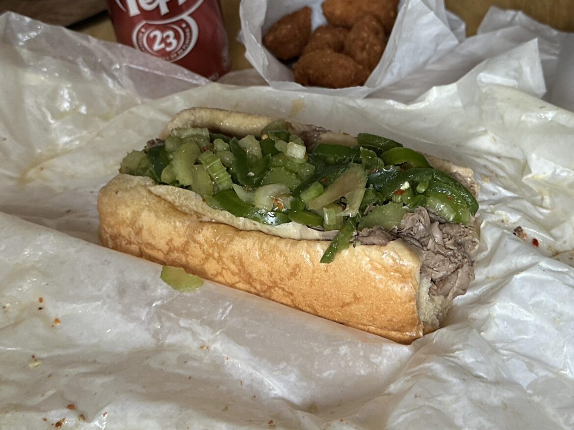 beef, dipped, extra hot