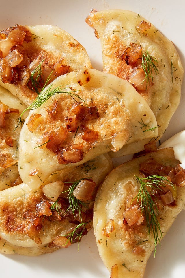 dill and cheddar pierogis