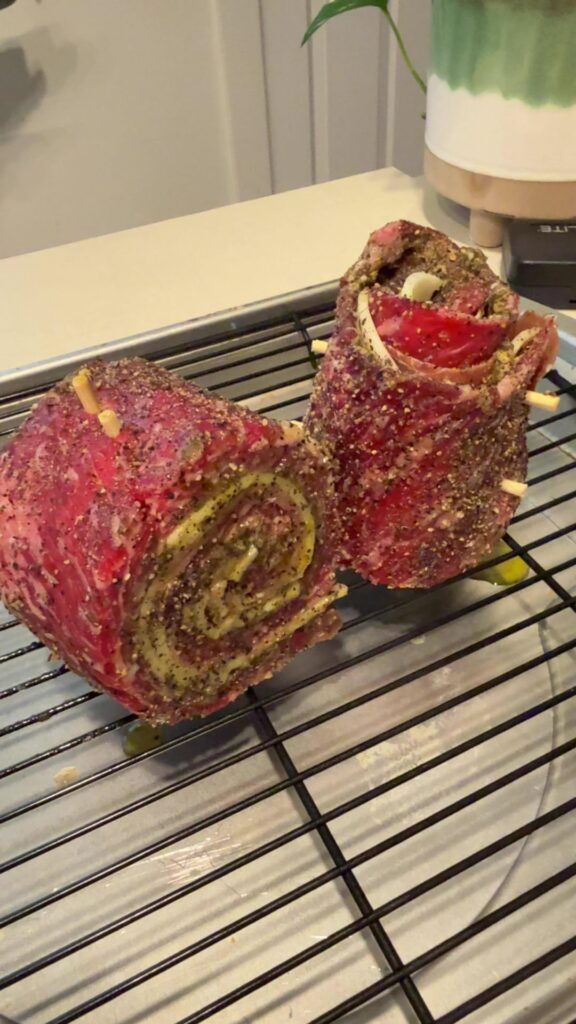 Skirt steak pinwheels with cowboy butter
