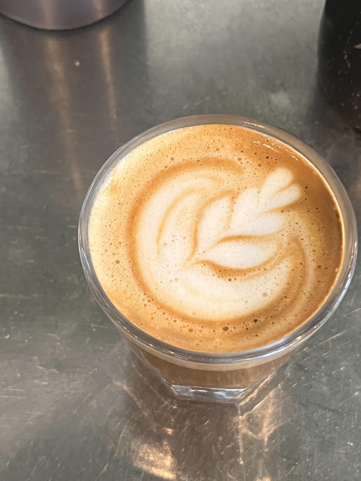 Almond cortado with new espresso recipe