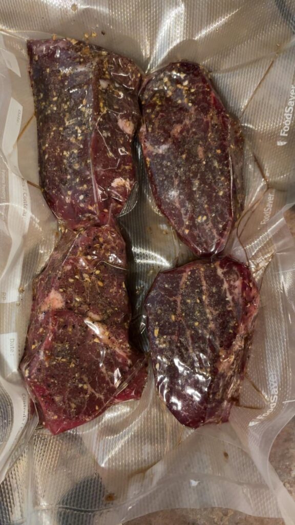 Beef tenderloin 132 degrees for 2 hours.