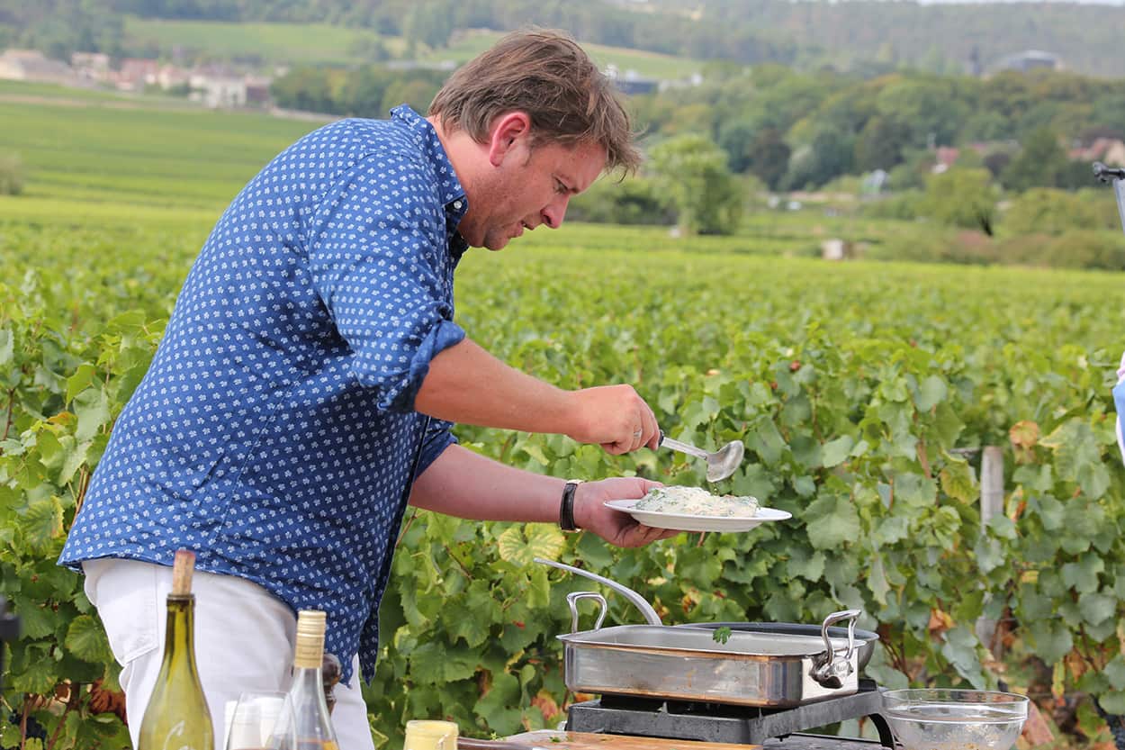 James Martin cooking in Burgundy