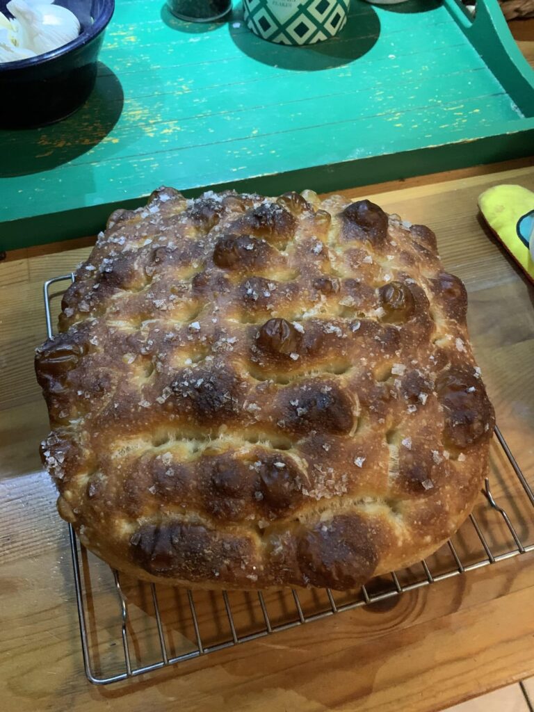 Flaky salt sourdough focaccia