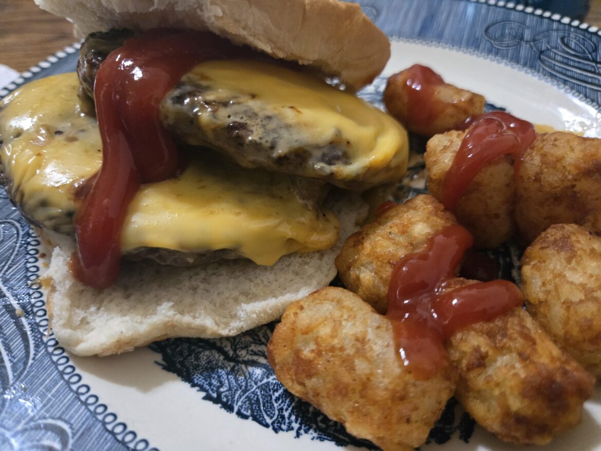 My parents made me a double cheeseburger tonight