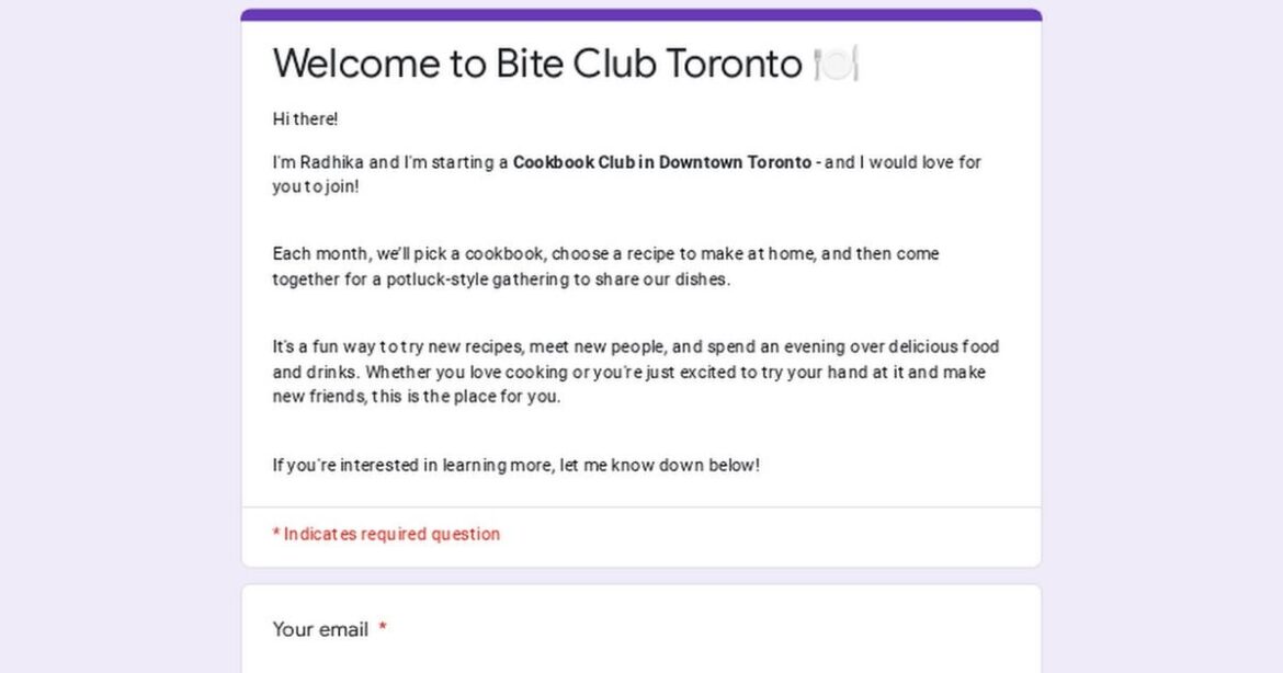 Cookbook Club in Toronto