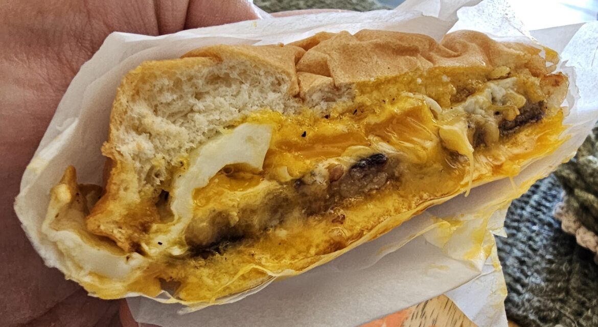 How about sausage, egg, and cheese on a kaiser roll?