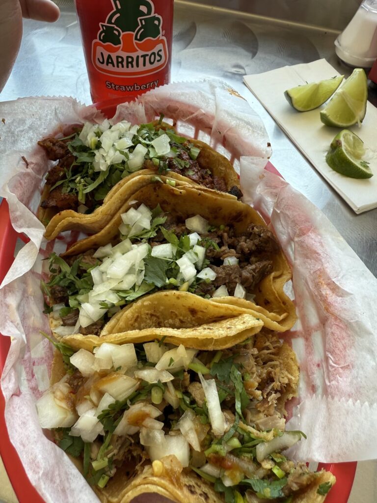 Pacos Tacos on 60th & Pulaski Chicago, IL. 1 asada, 1 carnitas and 1 Al pastor