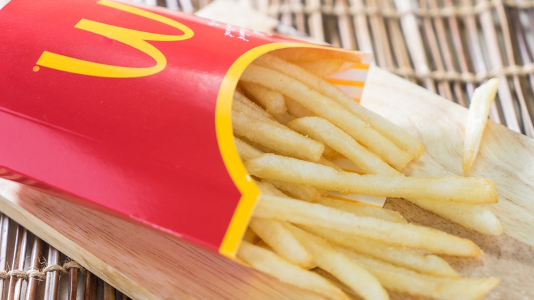 An order of McDonald's fries on a board