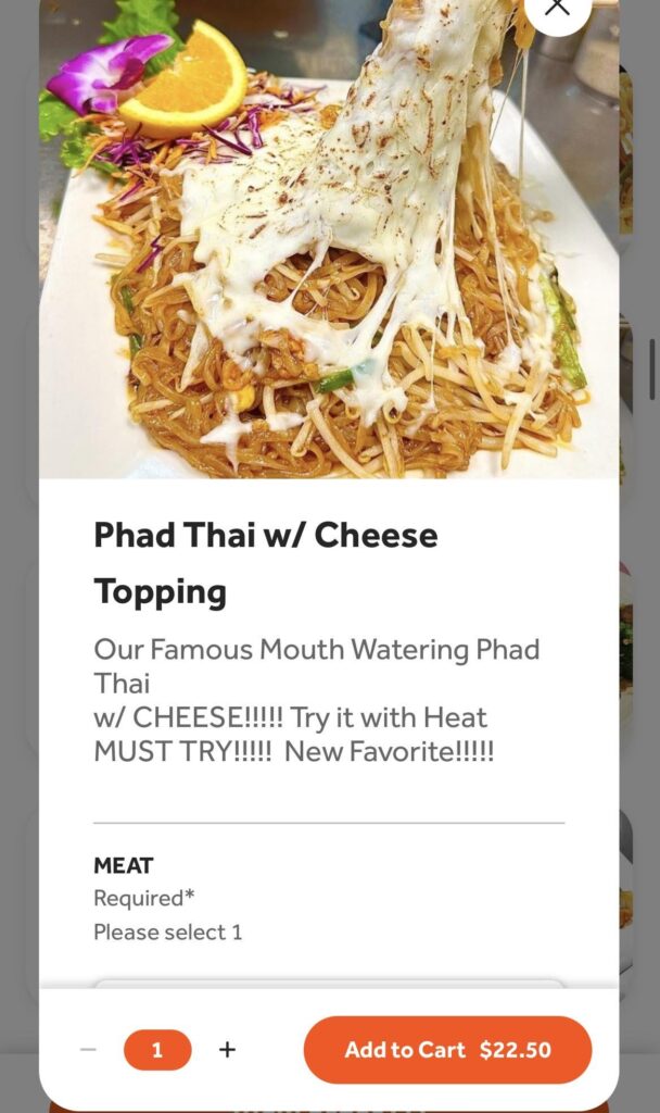 Never have I thought to myself that pad Thai would be better with cheese