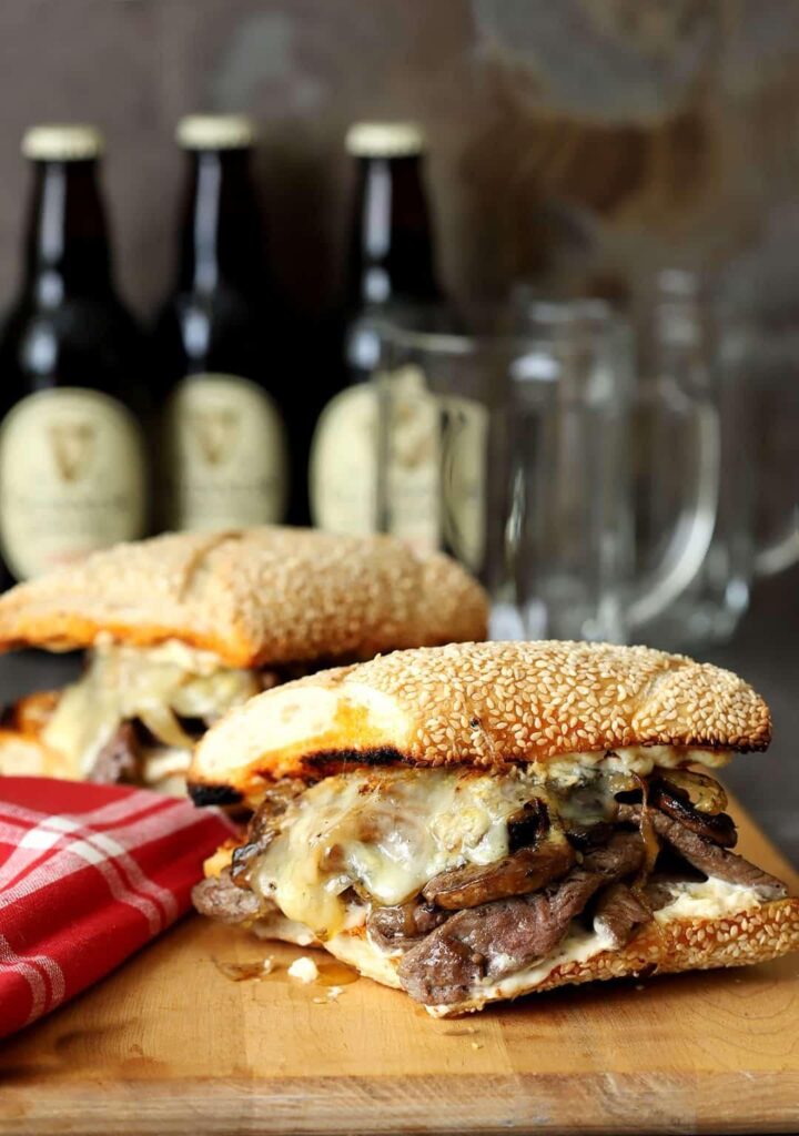 [Homemade] Steak & Cheese with grilled onions and mushrooms and a horseradish mayonnaise.