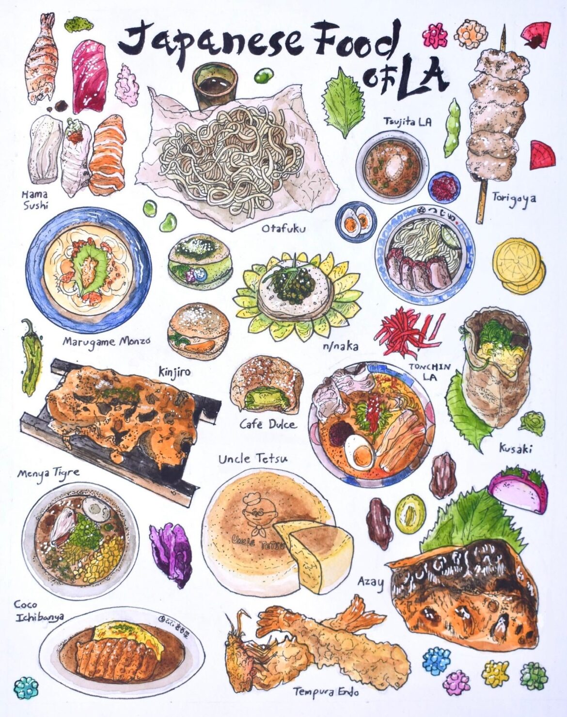 Painted a picture of some popular Japanese places in LA; wanted to share!