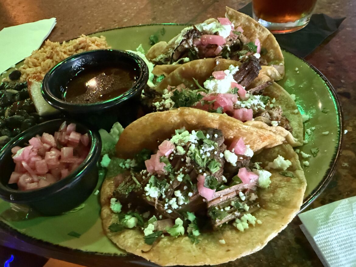 “Birria tacos” at Mad Mex. They aren’t really, but they’re tasty.