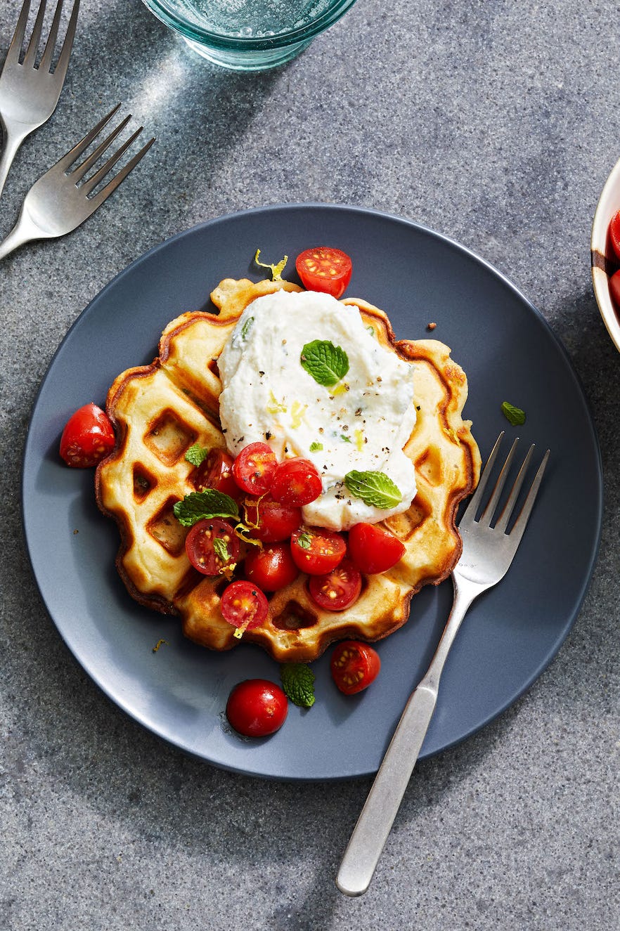 Parmesan Waffles with Lemon Ricotta parmesan waffles with lemon ricotta