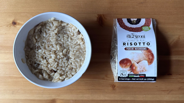 Gli Aironi Porcini Mushroom Risotto on wooden table