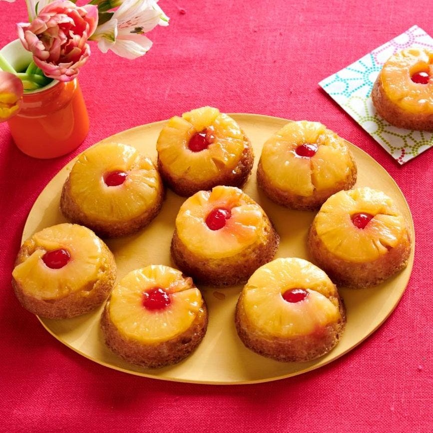 graduation party mini pineapple upside down cakes