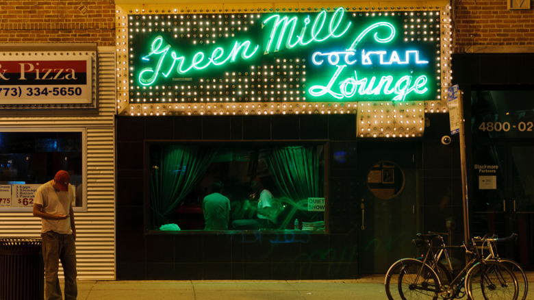 The neon-lit Green Mill sign