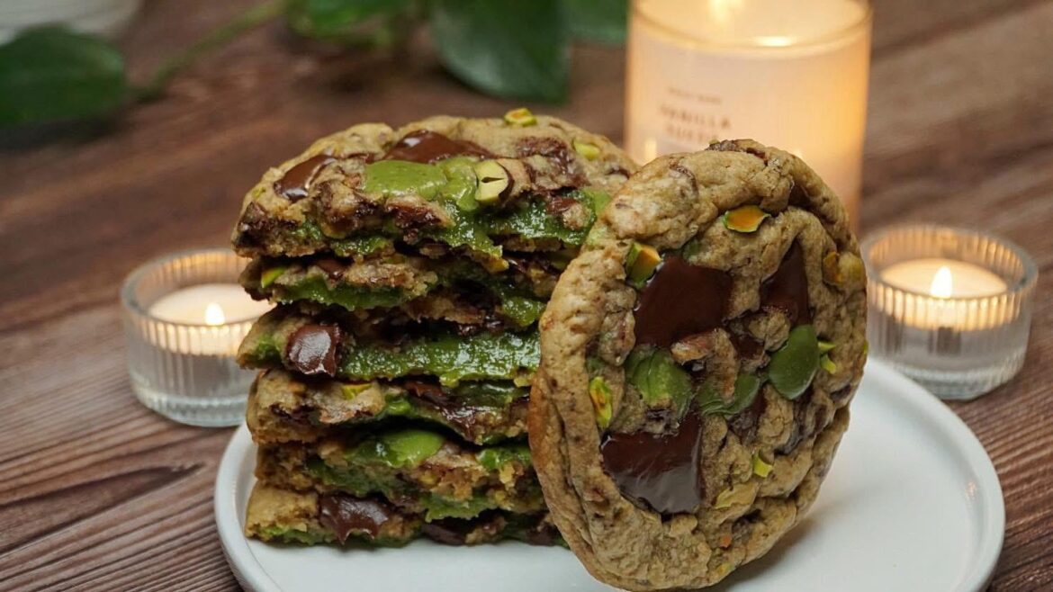 Pistachio Cream Chocolate Chip Cookies