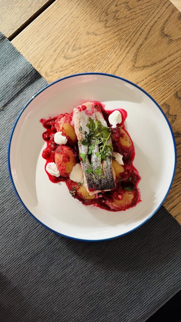 beet w/ horseradish & potato salmon