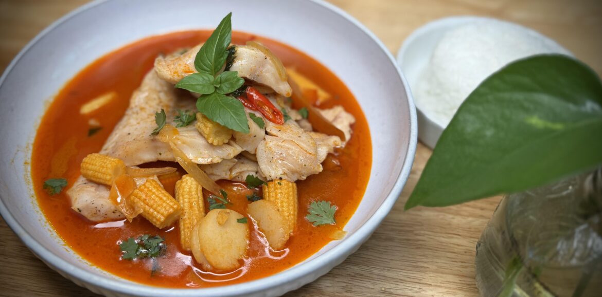 Homemade Thai fish curry for dinner