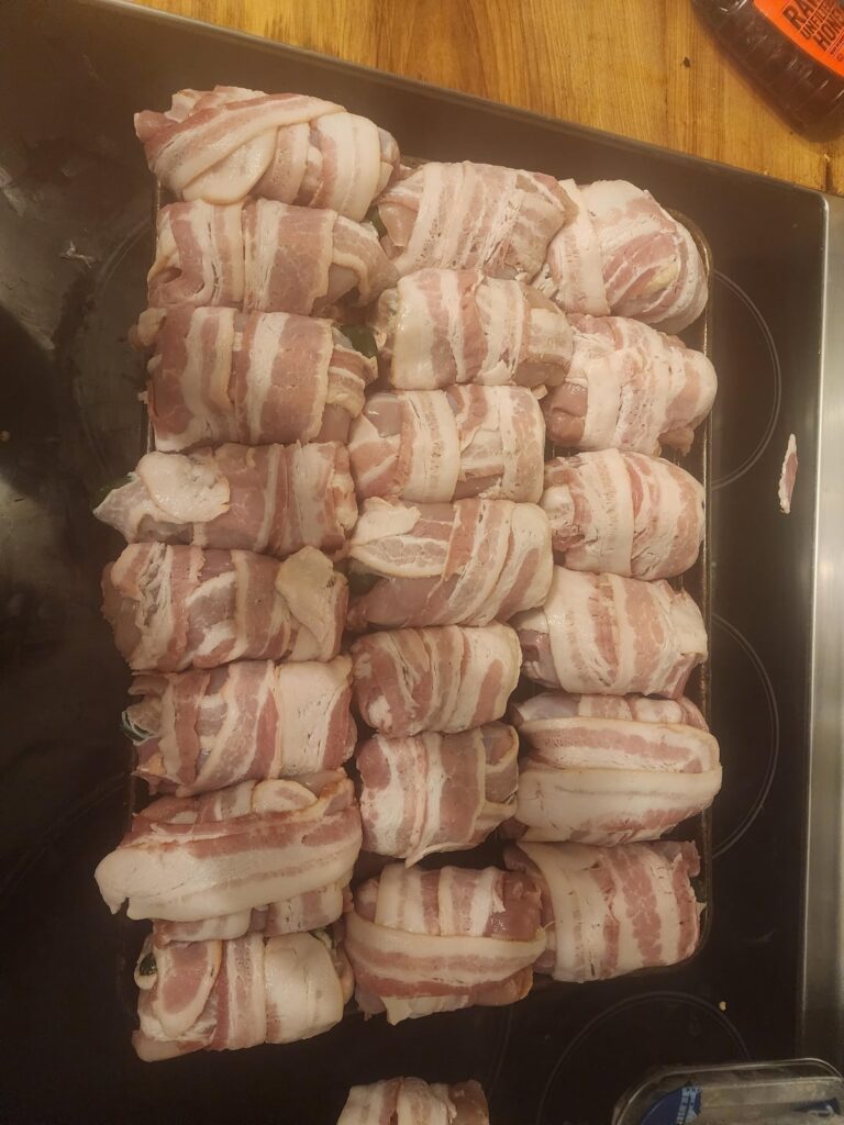 Hey, look it's raining, let's smoke some meat! Chicken bombs with beef and sausage lasagna