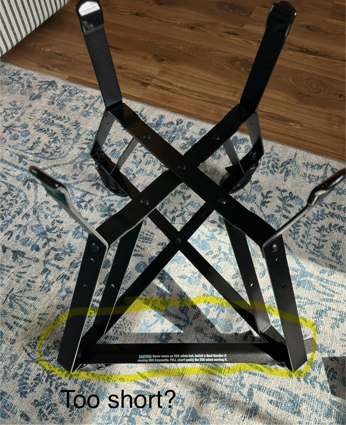 Help with Large nest. Cross bars not perpendicular after adding safety/support. Bar too short, maybe?