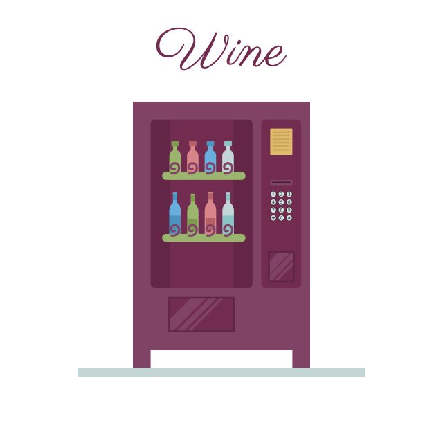 Vending machine. Wine vending in a flat vector. Business idea