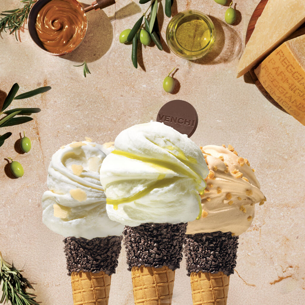 VENCHI LAUNCHES THREE BOLD NEW GELATO FLAVOURS: EXTRA VIRGIN OLIVE OIL, PARMIGIANO REGGIANO, AND CARAMEL & ROSEMARY