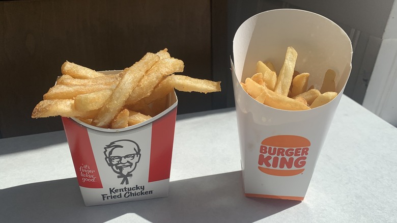 KFC's fries and Burger King's fries, side by side left to right