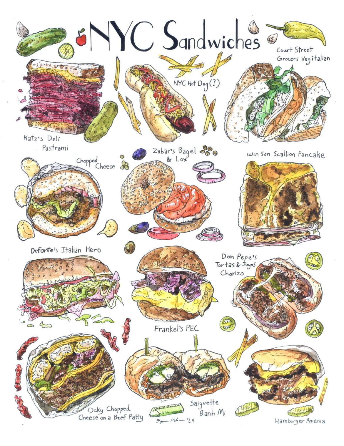 Painted some NYC sandwiches I love; wanted to share with you!