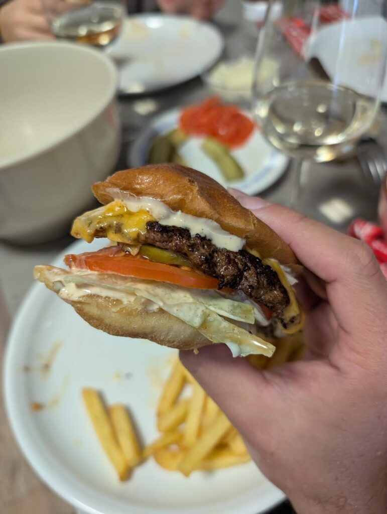 Homemade cheeseburgers with fries
