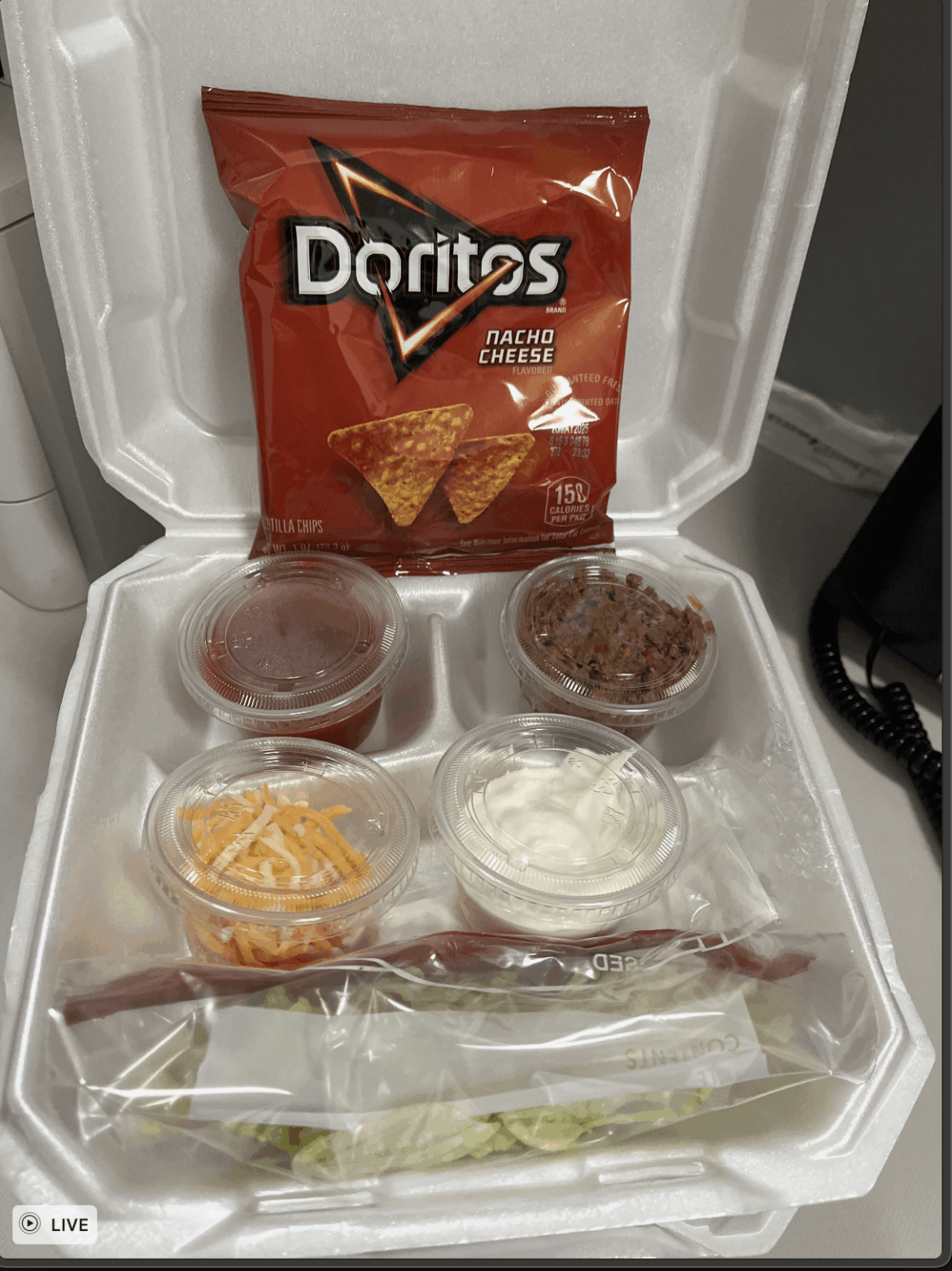 They promised a Mexican Heritage themed meal for Cinco de Mayo. Got a deconstructed 'walking taco'.