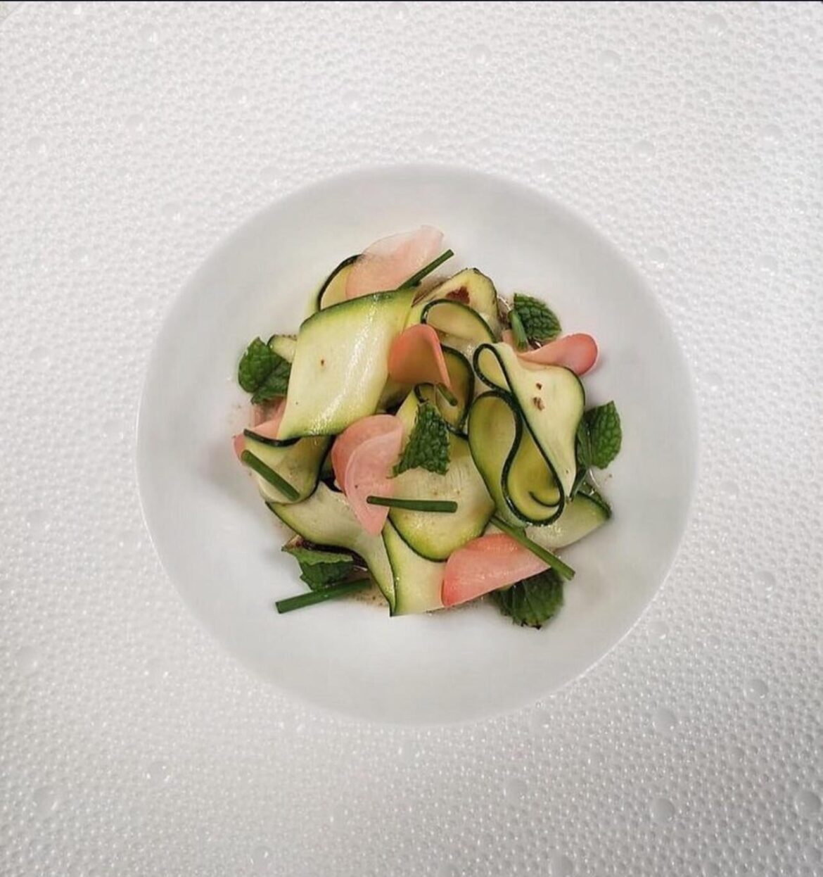 Roasted Courgettes with Sherry & Brown Butter, Herbs and Pickled Radish