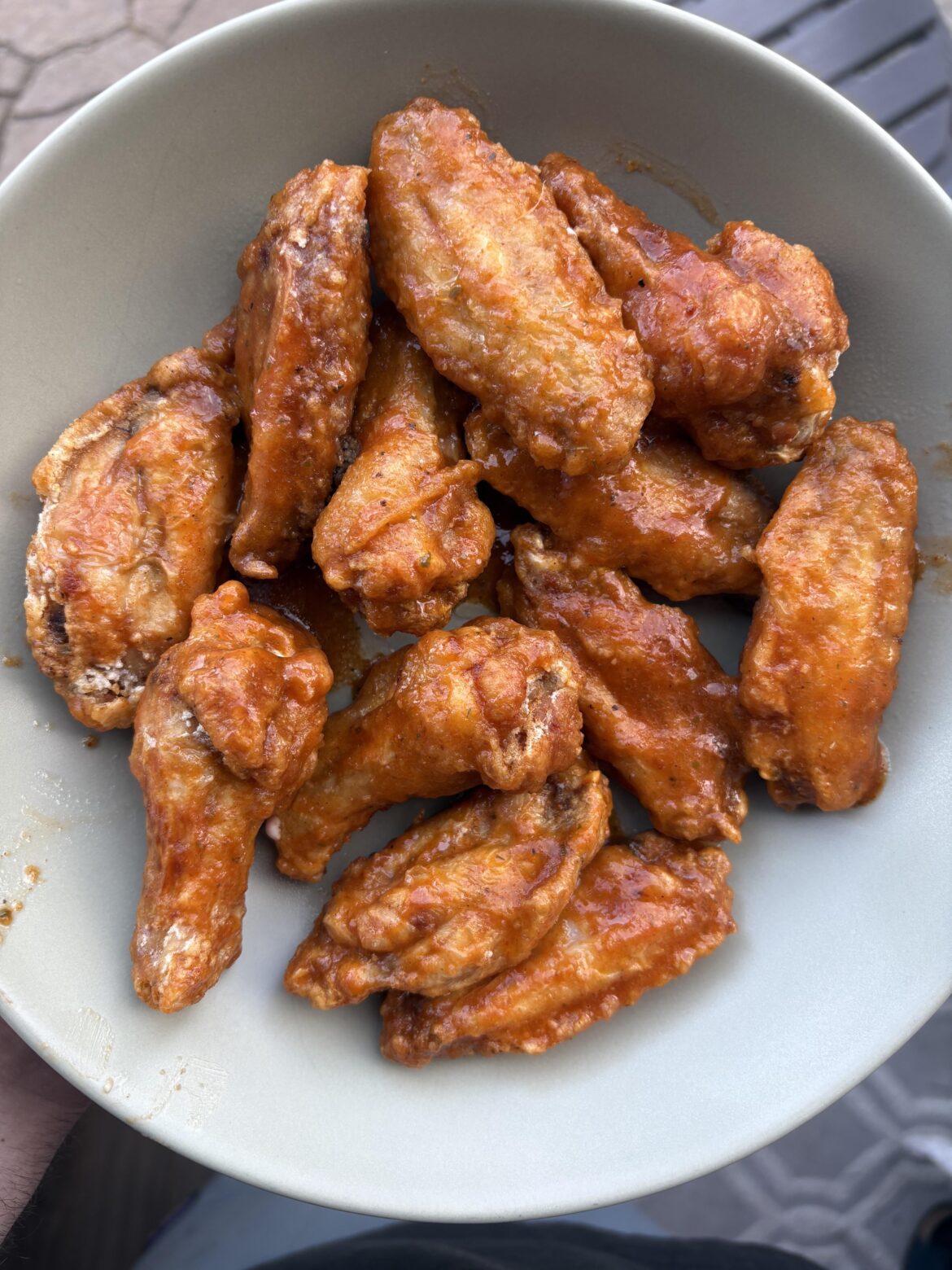 Fried with cornstarch dredge, Sauced with Devil Dave’s “Pickle Crack” hot sauce!