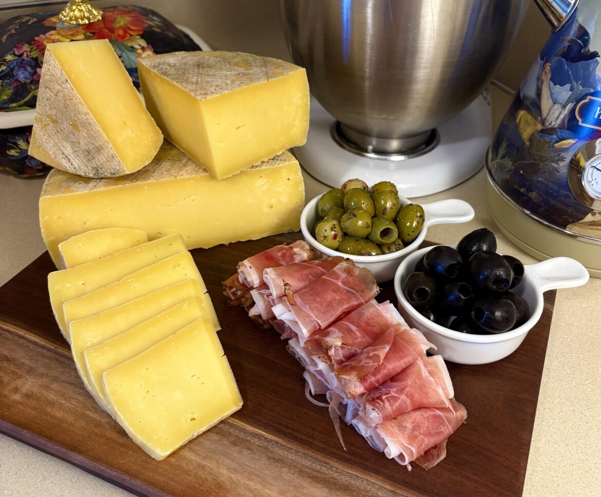 Homemade natural rind Mountain Tomme cheese, aged two and a half months