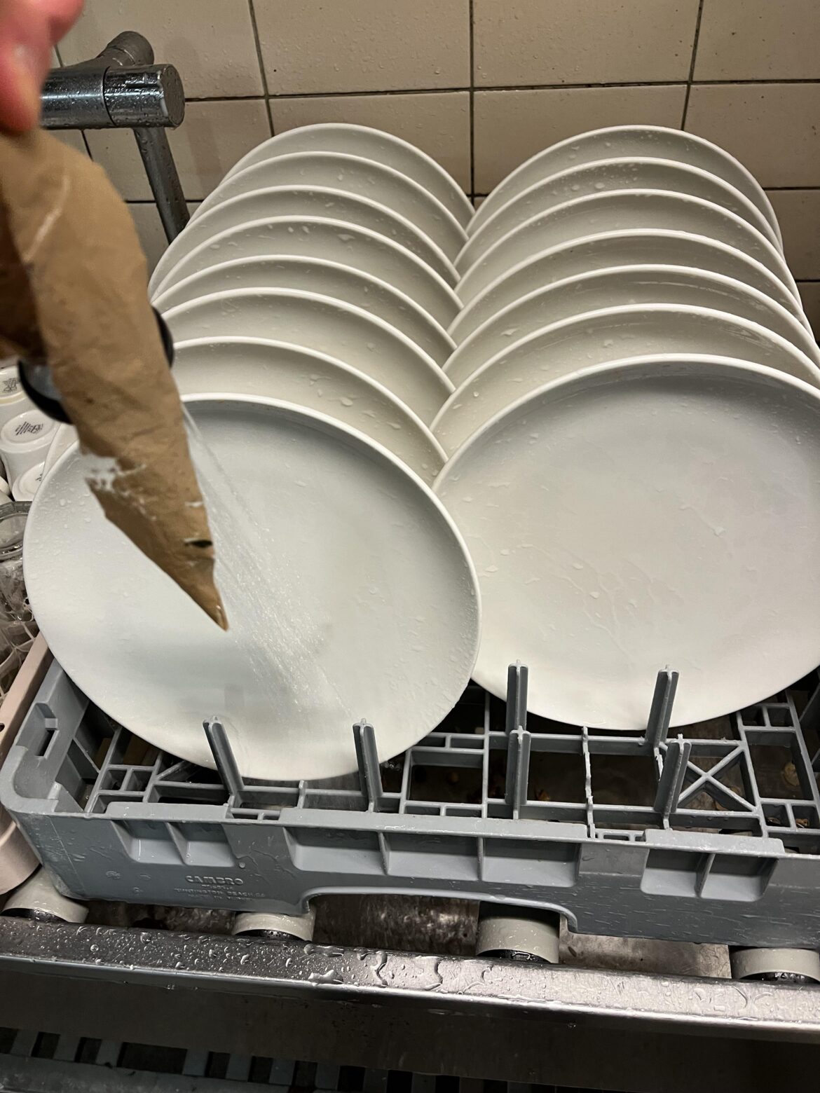 PSA to my coworkers, the plates should look like this BEFORE you put them in the dishwasher.