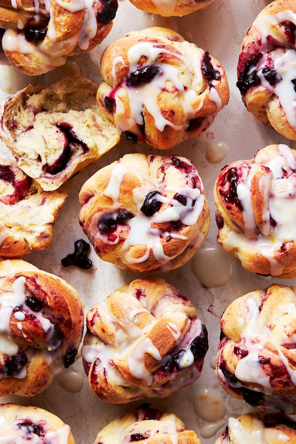 lemon and blueberry rolls topped with icing