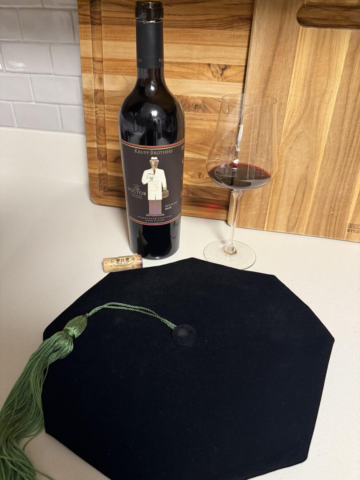 Bought this bottle the year I started medical school. Opened it tonight for graduation. Bought this bottle the year I started medical school. Opened it tonight for graduation.