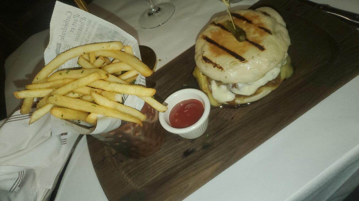 French Onion Soup Burger. Le Rivage, NYC