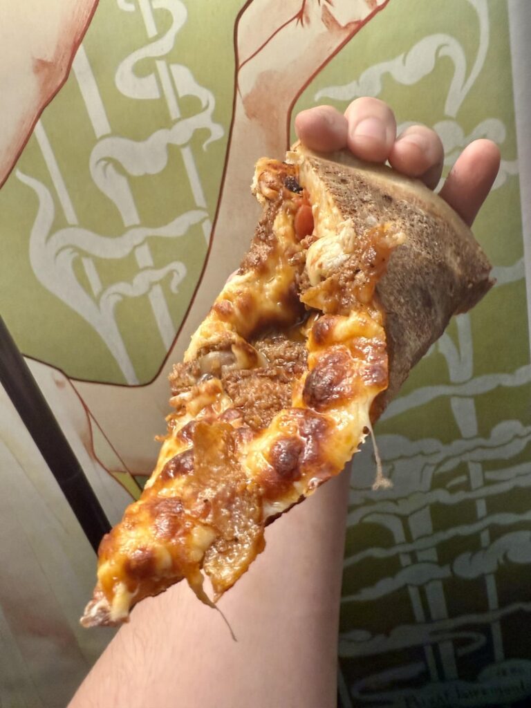 Fried chicken skin pizza