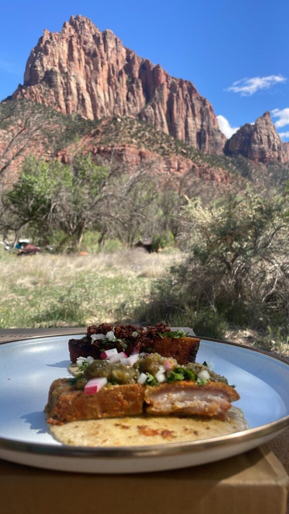 Smoked Crispy Pork Belly lightly simmered in Chile Verde.