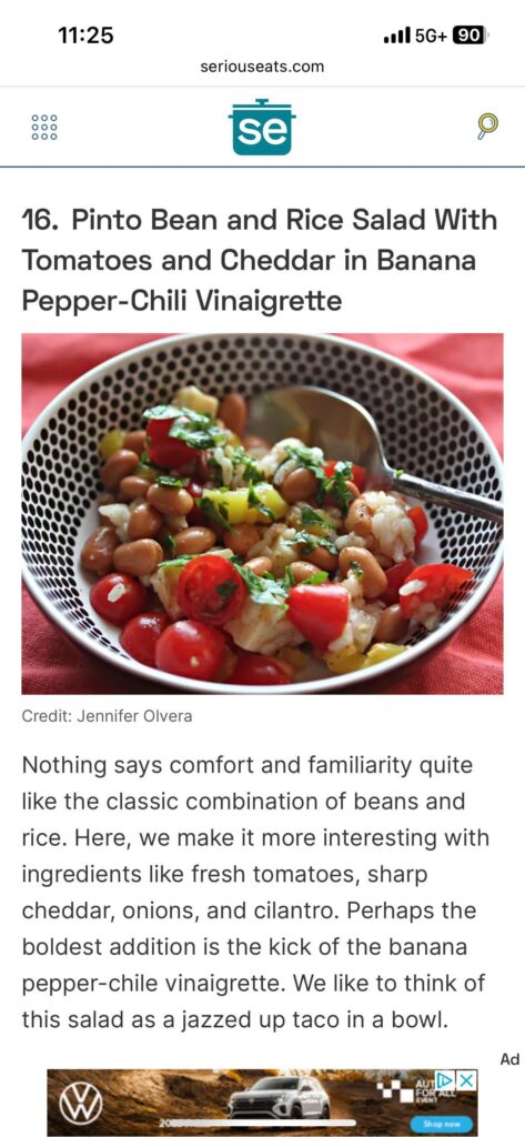 Pinto bean and rice salad - broken link